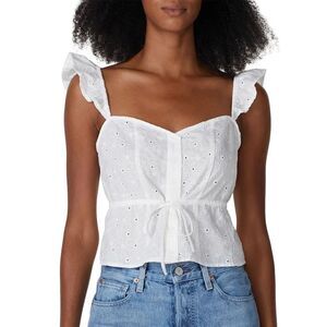 Louna White Eyelet Cute Crop Top